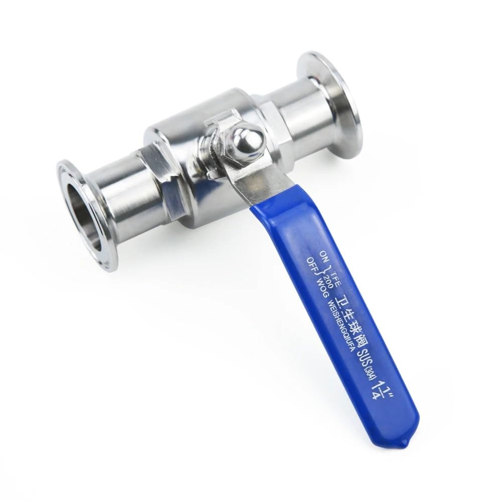 19/25/38/51mm, Válvula de Esfera Sanitaria Acero Inoxidable 304 - Tri Clamp - 1 PC, Higiénica para Cerveza Casera, Alimentos, Lácteos & Aplicaciones Pharma(51mm x Ferrule 64)
