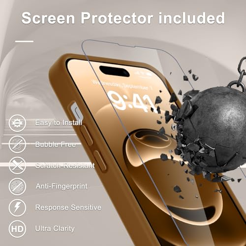 Image of YENAPOON for iPhone 14 Pro Max Case, Matte Magnetic Phone Cover [with 1 Screen Protector] [Support for MagSafe] [Shockproof Military Grade Protection] Translucent Frosted Back, Brown