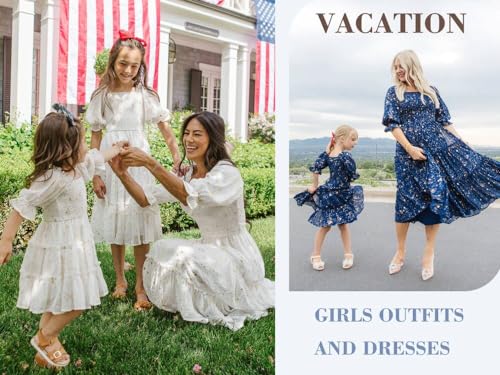 Girls Dresses Kids Stars Midi Dress Mid Night Toddler Short Sleeve Casual Fashion Clothes Flowy Outfits2