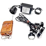 Wireless 16-Mode LED Strobe Lights with Remote, 4Pcs 23mm Dual Color White/Amber 6500K DRL Fog Light Kit for Motorcycle Car Truck ATV, Waterproof 3W COB Chip Auxiliary Lights