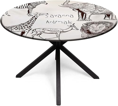 Miniatura 10 de Mantel redondo, mantel de animales para mesa auxiliar, perro pomeriano con póster retro vintage, se adapta a mesas redondas de 44 pulgadas de