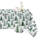 AIBIIN Mantel Navideño Cubierta de Mesa para Comedor Pino de Invierno Paisaje Nevado al Aire Libre Mantel Lavable Impermeable Restaurantes Pícnics Comedor al Aire Libre Decoración de Bodas 180x130cm
