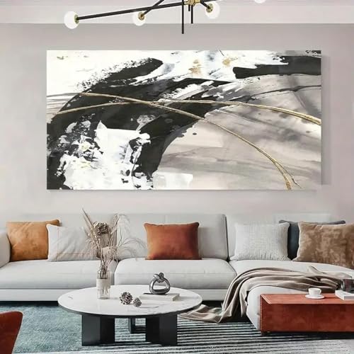 Feuille d'or peinture abstraite pour sublimer un mur blanc vide - 3