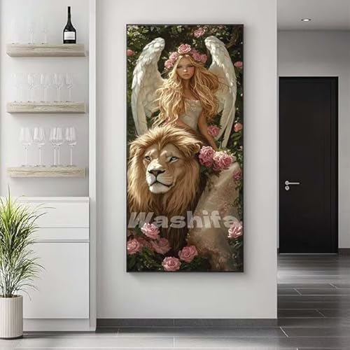 �������G ���C�I�� �G���W�F�� �����h��G �L�b�g DIY ��l ���S�Ҍ��� �f�W�^�����G ��h�� �����L�b�g�ɂ��G�� Paint By Numbers �A�N�����y�C���g ���ʉ� �����Ńy�C���g �z�[�� �I�t�B�X���� �M�t�g 25x50 cm, �t���[��