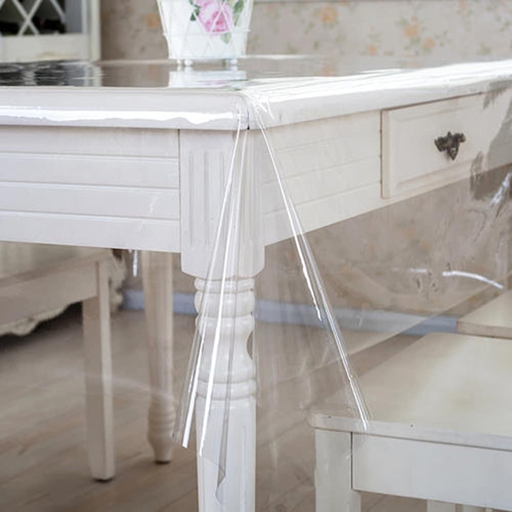 Clear Plastic Dining Room Table Protector Tablecloth Rectangle 1mm Thick Clear Desk Protector Table Pads Table Cover Protector for Kitchen, Outdoors, Picnic,54 x 78 Inch(137x198cm)