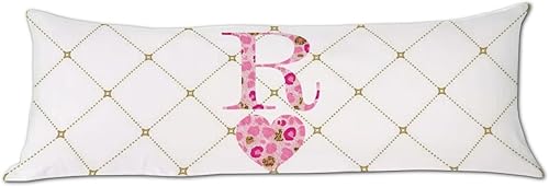 Funda de almohada decorativa con monograma romántico con corazón, estampado de leopardo rosa, letra inicial R, para adultos, mujeres embarazadas, 20