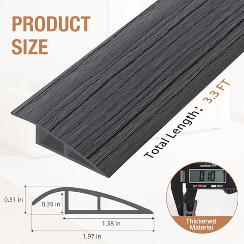 Floor Transition Strip Self Adhesive Vinyl Door Threshold for Doorways Carpet Edging Trim Overlap Edge Reducer for Laminate Floor, Carpet, Tile (Deep Gray Wood Grain, 1/5" to 2/5", 3.3Ft) - Image 6