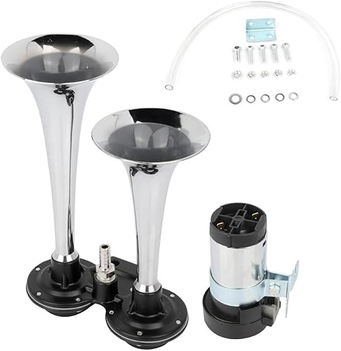 Bocina de tren eléctrica de doble trompeta de 150 dB con compresor de aire, bocina de tren de camión, bocina de aire ruidosa para automóvil, 12 V,
