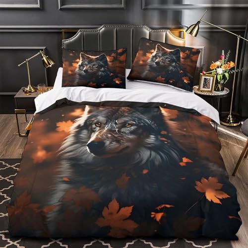 Housse de couette feuilles d'automne 260x220cm en microfibre douce