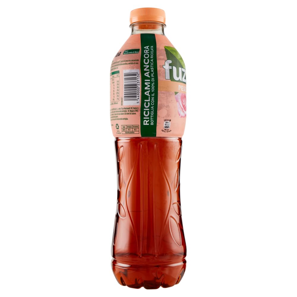 Fuze Tea Pesca, 18 unidades, té negro, melocotón y rosas, refrescante, sin alcohol, botella de PET desechable de 1,25 L + lata italiana gourmet Polpa di Pomodoro de 400 g