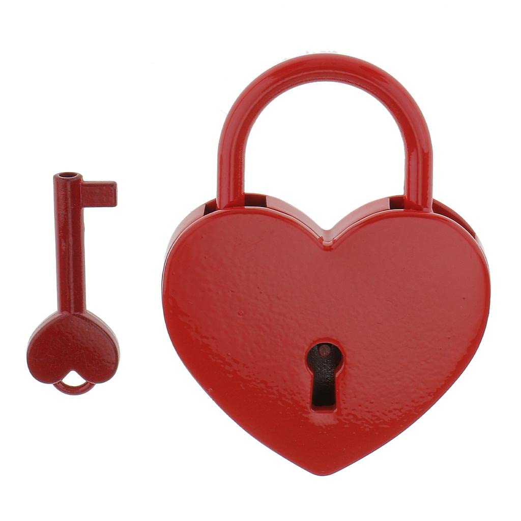 Mini Heart Shaped Lock with Key Travel Luggage Suitcase Safety Lock Set - Red L-image-20
