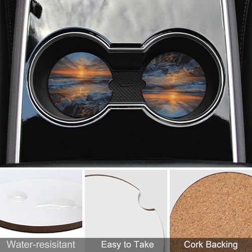 Portavasos para carro con diseño Sunset Seascape, 2 unidades miniatura 5