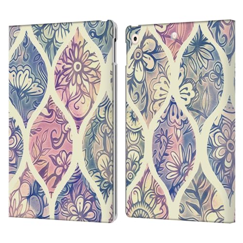 Coque cuir iPad 10.2 protectrice au motif floral vintage raffiné