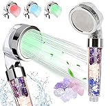 💎【3 COLORI CHE CAMBIANO】: Questo soffione doccia LED cambia automaticamente colore in base alla temperatura dell'acqua. Diventa verde quando la temperatura dell'acqua è inferiore o uguale a 31 ℃, diventa blu tra 32 e 43 ℃, diventa rossa tra 44 e 50 ℃. Quando sopra i 51 ℃ la luce rossa lampeggia per ricordarti di stare attento alle ustioni!