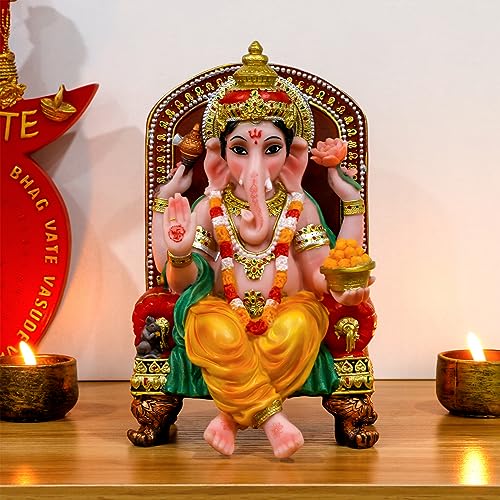 Estatua Ganesha Hindú de Polystone de 7.8 pulgadas miniatura 2