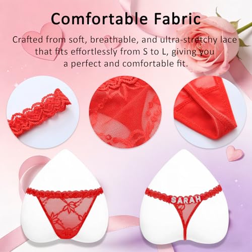 Image of Personalized Rhinestone Letter Thong for Women, Custom Name G-String Panties Gifts for Her