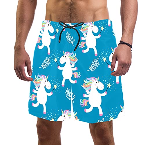 Short de bain pour homme avec doublure en maille bleu licorne étoiles S
