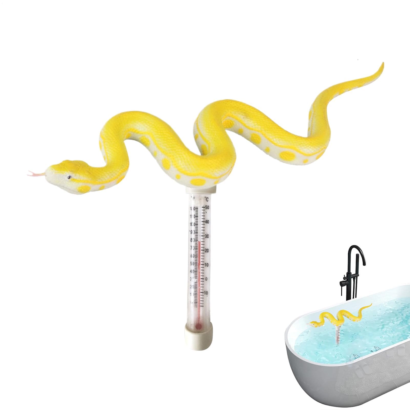 Termómetro para piscina, Termómetro flotante for piscina con 5 diseños de animales, 7,48 x 3,35 pulgadas(Python)