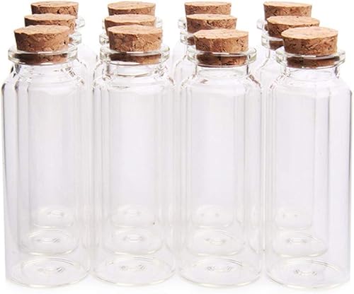 Danmu Botellas de poción de 1.4 fl oz, botellas de vidrio con tapón de corcho, pequeños frascos de vidrio para recuerdos de boda, decoraciones de