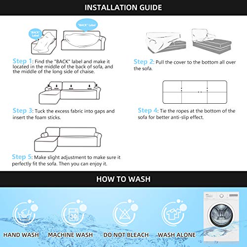 Hdcaxkj Sectional Couch Covers Stretch Water Resistance L Shape Sofa Cover Universal 2 Piece Thick L-Shaped Slipcovers Set Living Room Anti Slip Dogs Pets Furniture Protector (Black, Large) #TOP6