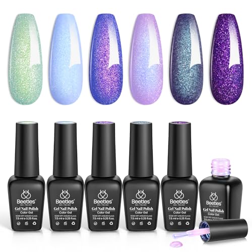 Beetles Glitter Gel Nail Polish Set, Kaleido Galaxy 6 Colors Chameleon