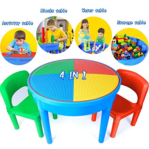 Kids 3-in-1 Multi Activity Table Set - 25 Pieces Jumbo Blocks Compatible Bricks
