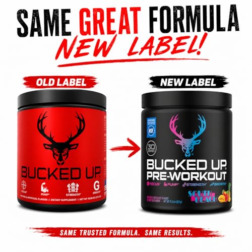 Image of Bucked Up Pre Workout South Beach | 200mg Caffeine with Citrulline Malate Beta Alanine AlphaSize and Taurine | Pre Workout Powder (30 Servings)