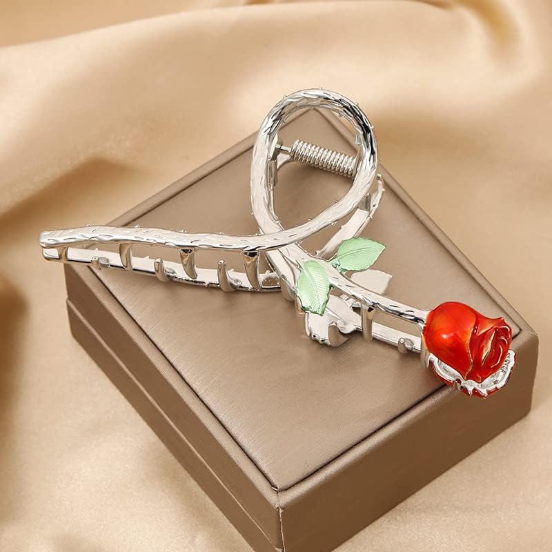 Pince à cheveux en métal rose et rouge élégant, l'accessoire haut de gamme anti-casse