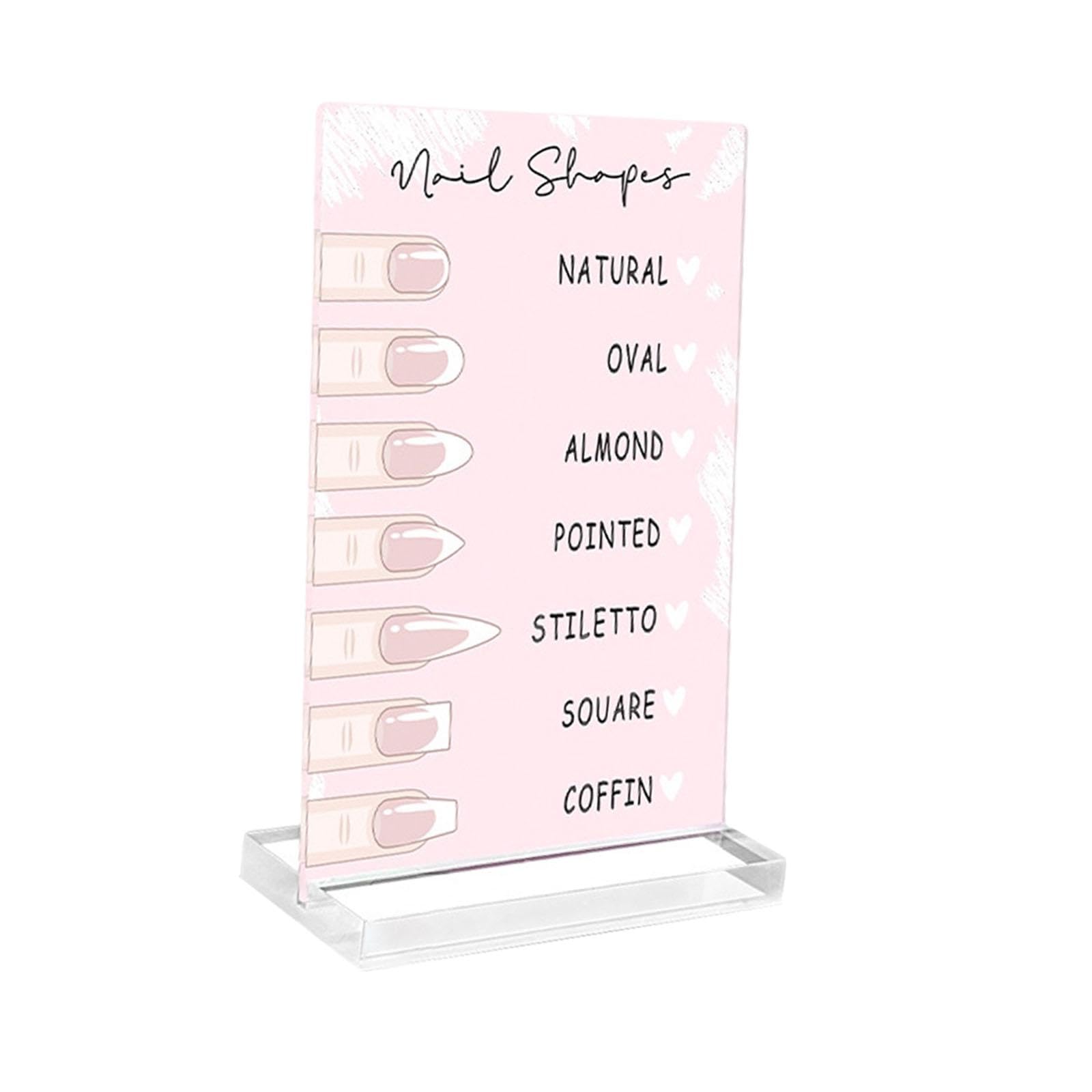 MERIGLARE Nail Shape Display Stand, Plaque Sign Versatile Manicure, Acrylic Stand Acrylic Base, Nail Room Decoration Supplies, Showing Shelf Small Professional Nail Room Supplies, light pink