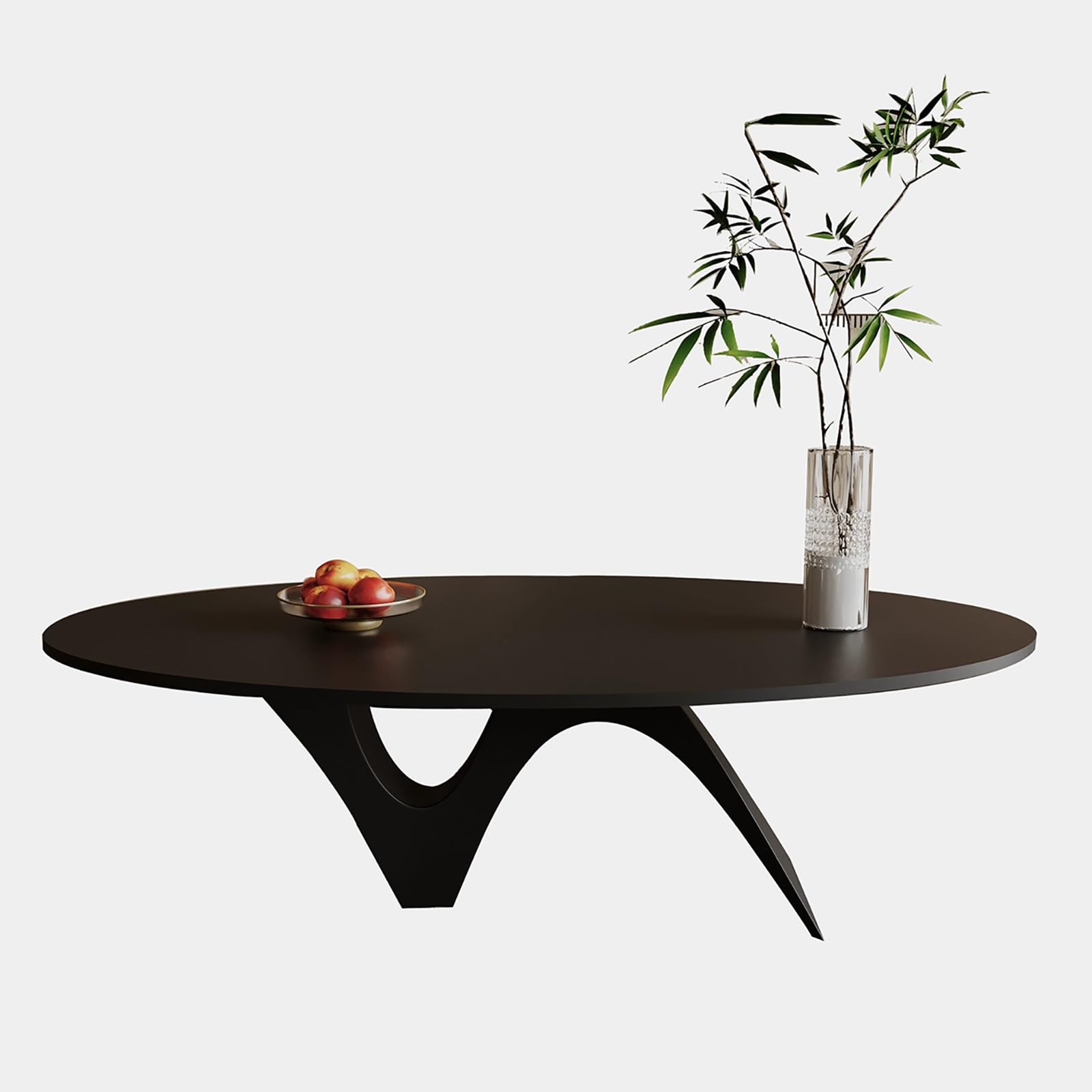 Marble Coffee Table, Modern mid Century End Table, Stylish Center Table for Living Room, with Metal Frame, for Small Spaces Home Office(Black,140cm/55.1in) (Table base only)