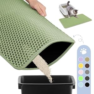 Cat Litter Mat – 23.2” x 14.6” Small Litter Trapping Mat, Easy to Clean Litter Box Mat, Waterproof, Urine-Proof, Non-Slip Kitty Litter Mats for Floor,Bright Green
