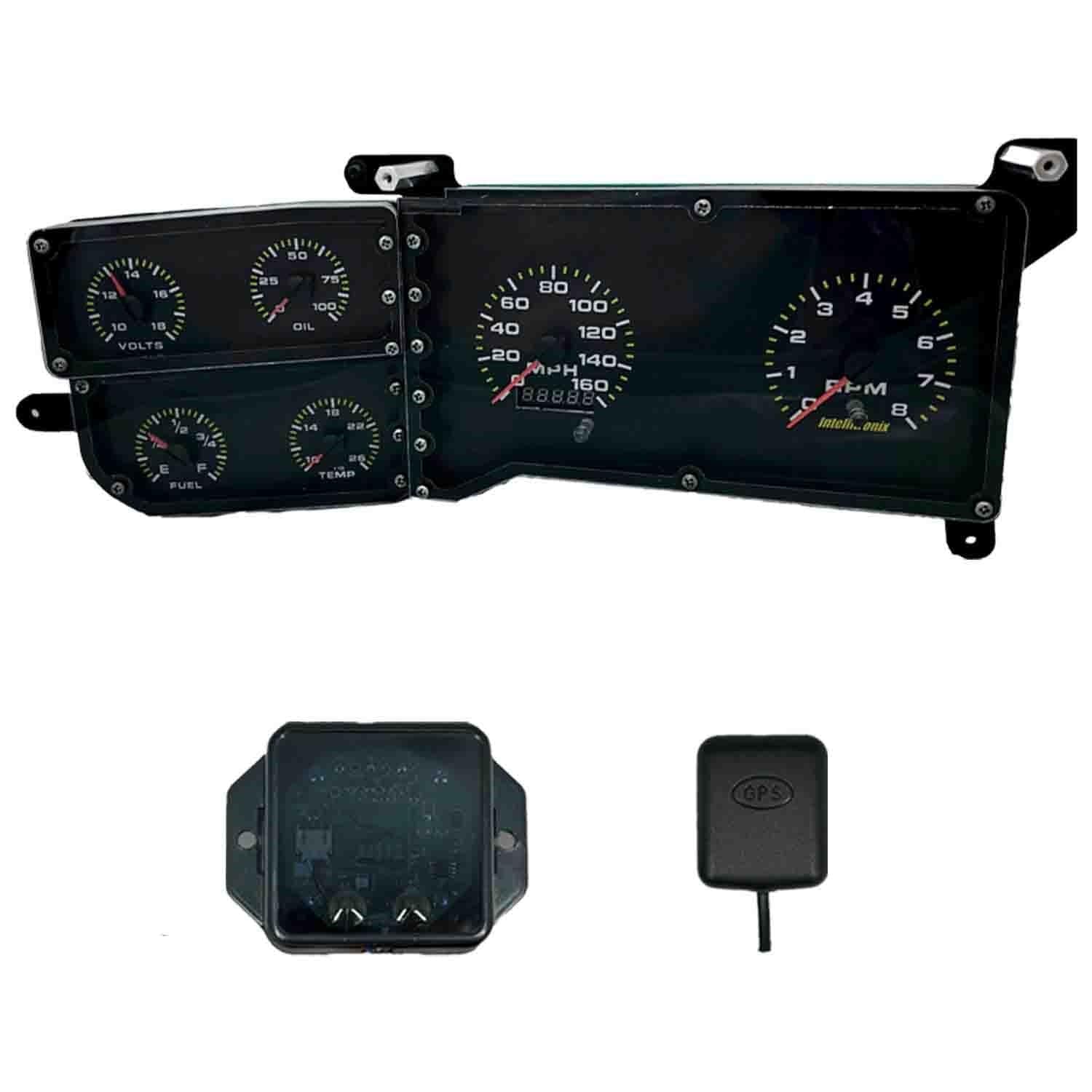 1973-1987 Chevy Truck Analog Gauge Cluster Replacement, Black Faceplate, GPS Speed, Water & Oil Press Sending Units Included AP6004-S9020