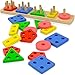 Play22 Shape Sorter Color Wooden Bard - Educational Toys for Toddlers - Kids Learning Toys Stack and Sort - 20 Pieces Geometric Board Chunky Puzzle Great Gift for Boys and Girls - Original
