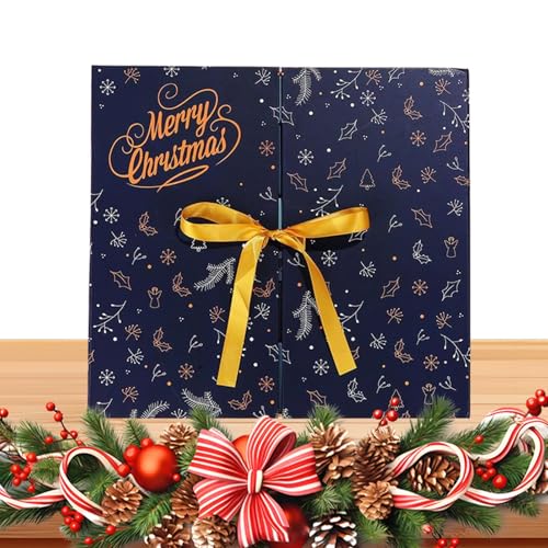 Calendario de Adviento Caja Vacía | Caja de Almacenamiento de 24 Días - Cuenta Regresiva de Navidad Rellenable | para Fiestas Invierno Adultos Estudiantes Adolescentes