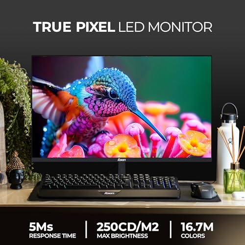 Image of Foxin 24 Inch FHD Flat LED Monitor 1920x1080 Pixel Elite Series | Flat Panel, Built-in Speakers, HDMI & VGA Port, 100Hz Refresh Rate, Frameless, Slim Bezel, Wall Mountable | 3 Years Warranty | Black