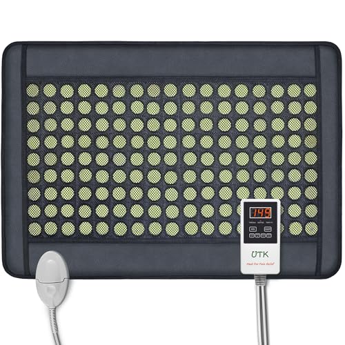 UTK Upgrade Far Infrared Heating Pad for Back, 5X Deeper Pain Relief Pure Jade Heating Pad with 153 Natural Jades, Hotter to 149℉, Weighted Electric Mat with Larger Heat Area, 4H Auto-Off, 31'x 21'