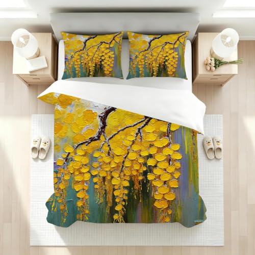 Parure de lit 160x200 cm avec housse de couette jaune AW9477
