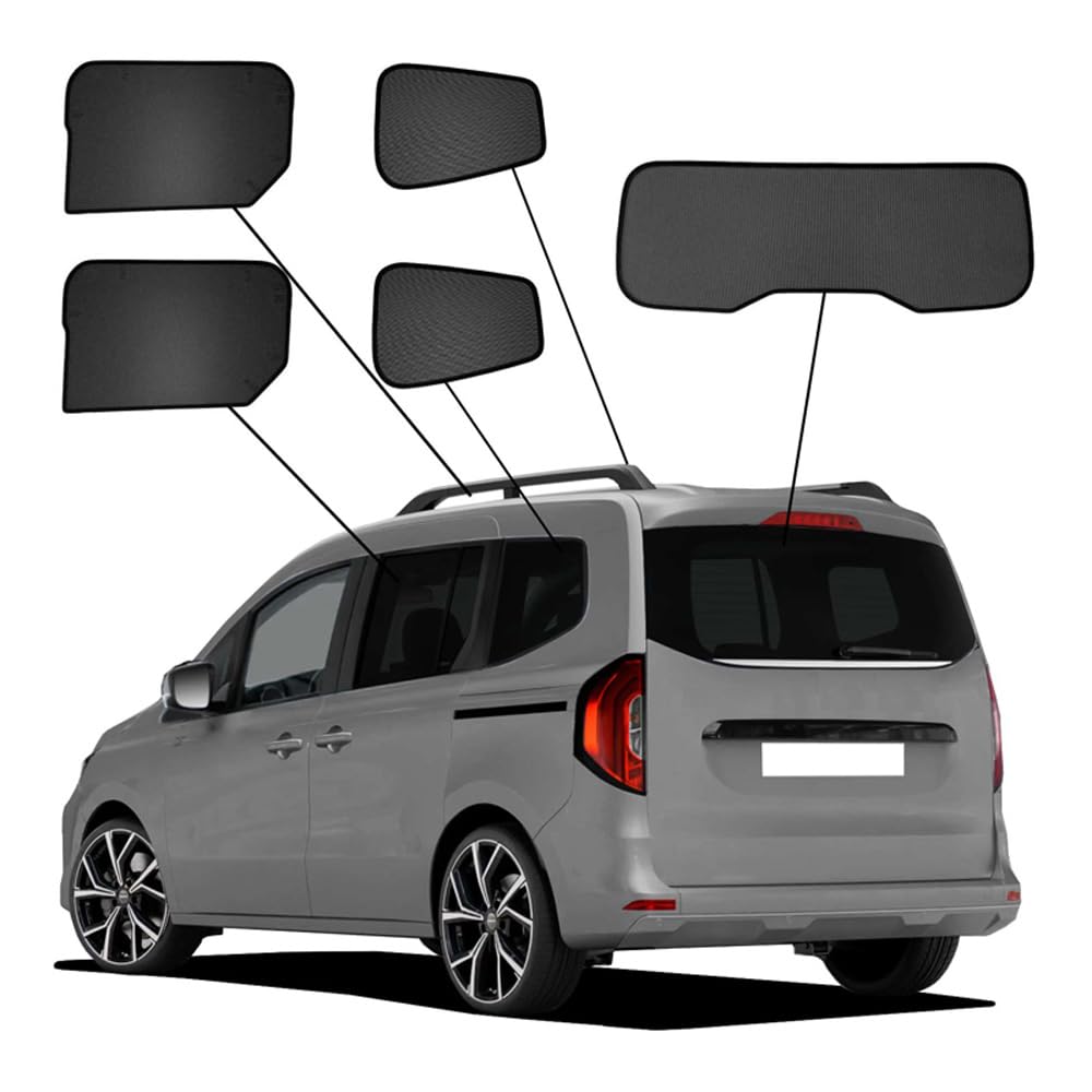 Sicht- & Sonnenschutz kompatibel mit Renault Kangoo III MPV 2021- & Mercedes Citan Tourer/T-Klasse/EQT 2021- & Nissan Townstar 2021-, Schwarz