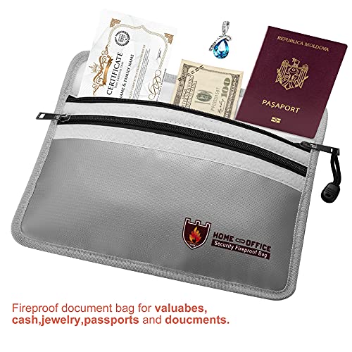 Fireproof Document Bag (2000℉),10.6”X 6.9” Waterproof And Fireproof Money Bag With Zipper,Fireproof Safe Storage Pouch For Passport,Cash,Jewelry,Legal Documents And Valuables #TOP3