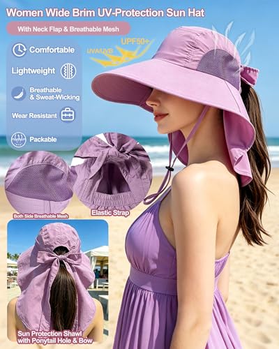 Sombrero solar para mujer con protección UV y orificio para coleta miniatura 2