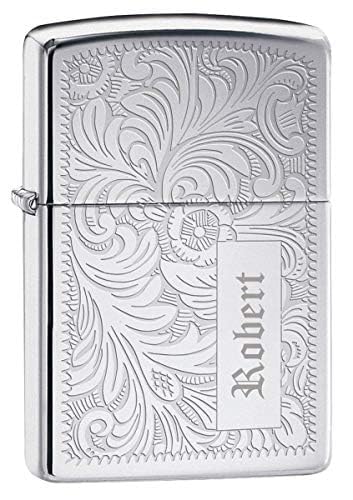 Custom Zippo Lighter – Personalized Engraved Venetian Design | Genuine Windproof Metal Lighter | Unique Gift for Men & Women – Christmas, Halloween, Valentine (Silver 352)