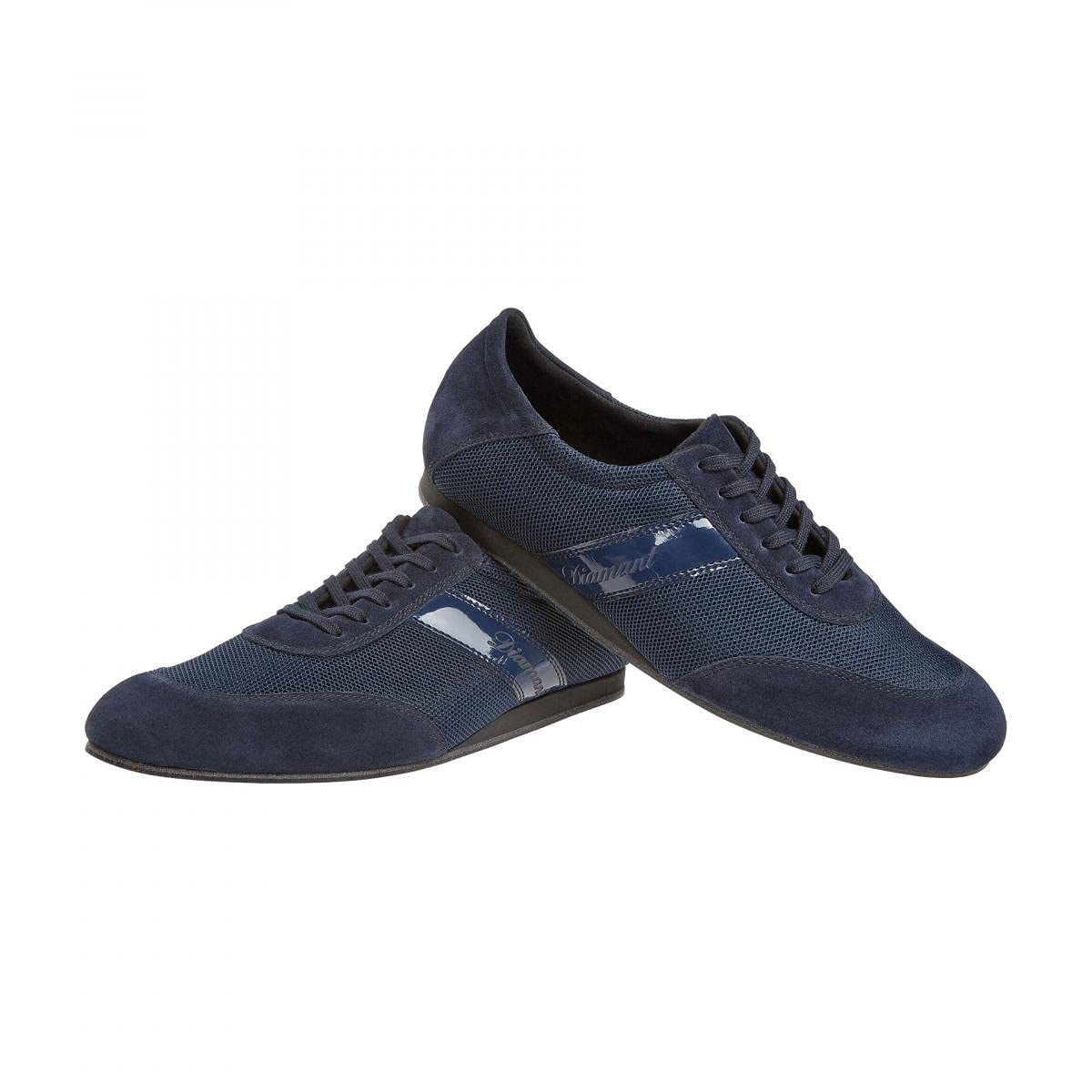 Diamant Herren Tanz Sneakers 192-425-582-V - Veloursleder/Mesh Navy-Blau - 1,5 cm Keilabsatz - VarioSpin Sohle - Made in Germany
