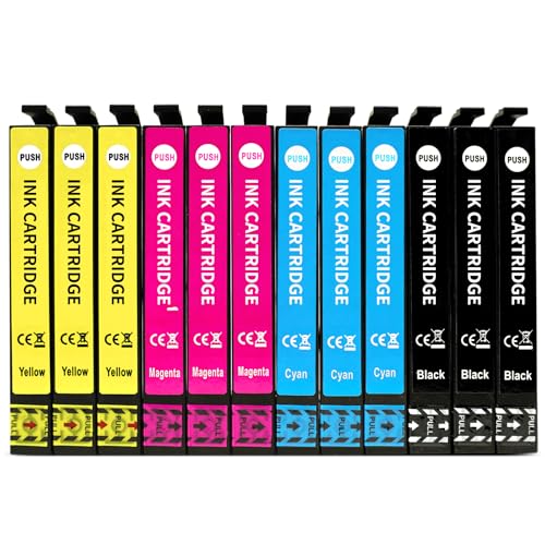 405XL Cartucho de Tinta Compatible Epson 405 405XL para Workforce Pro WF 3820DWF WF 4820DWF WF 4825DWF WF 4830DTWF WF 3825DWF WF 7830DTWF WF 7835DTWF (12 Paquete,3Negro 3Cian 3Magenta 3Amarillo)