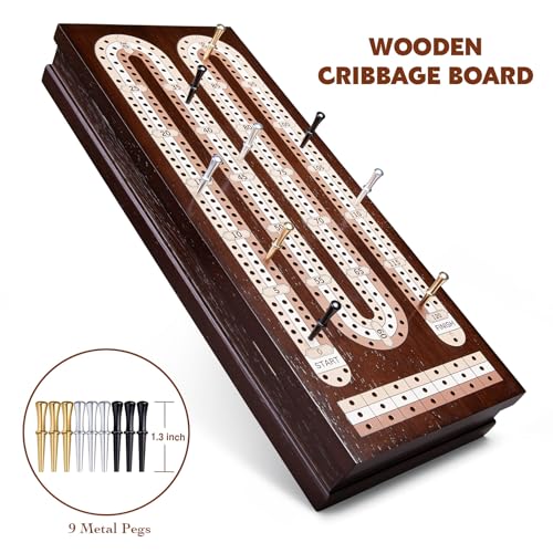 Juego de mesa Cribbage madera con 9 fichas metálicas miniatura 7