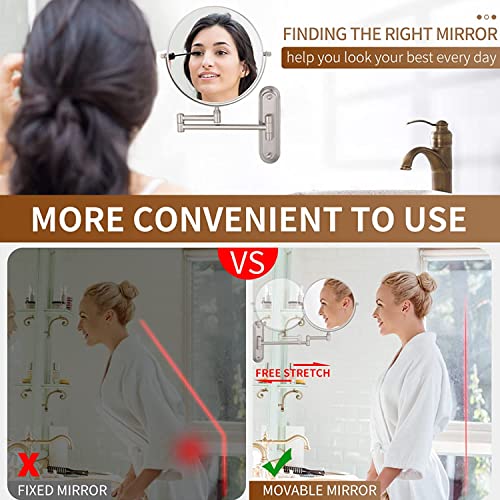 Miroir cosmétique mural double face réglable pour application de précision