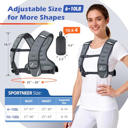 Image of Sportneer Adjustable Weighted Vest Woman: 6-10lb /10-18lb Weighted Vests