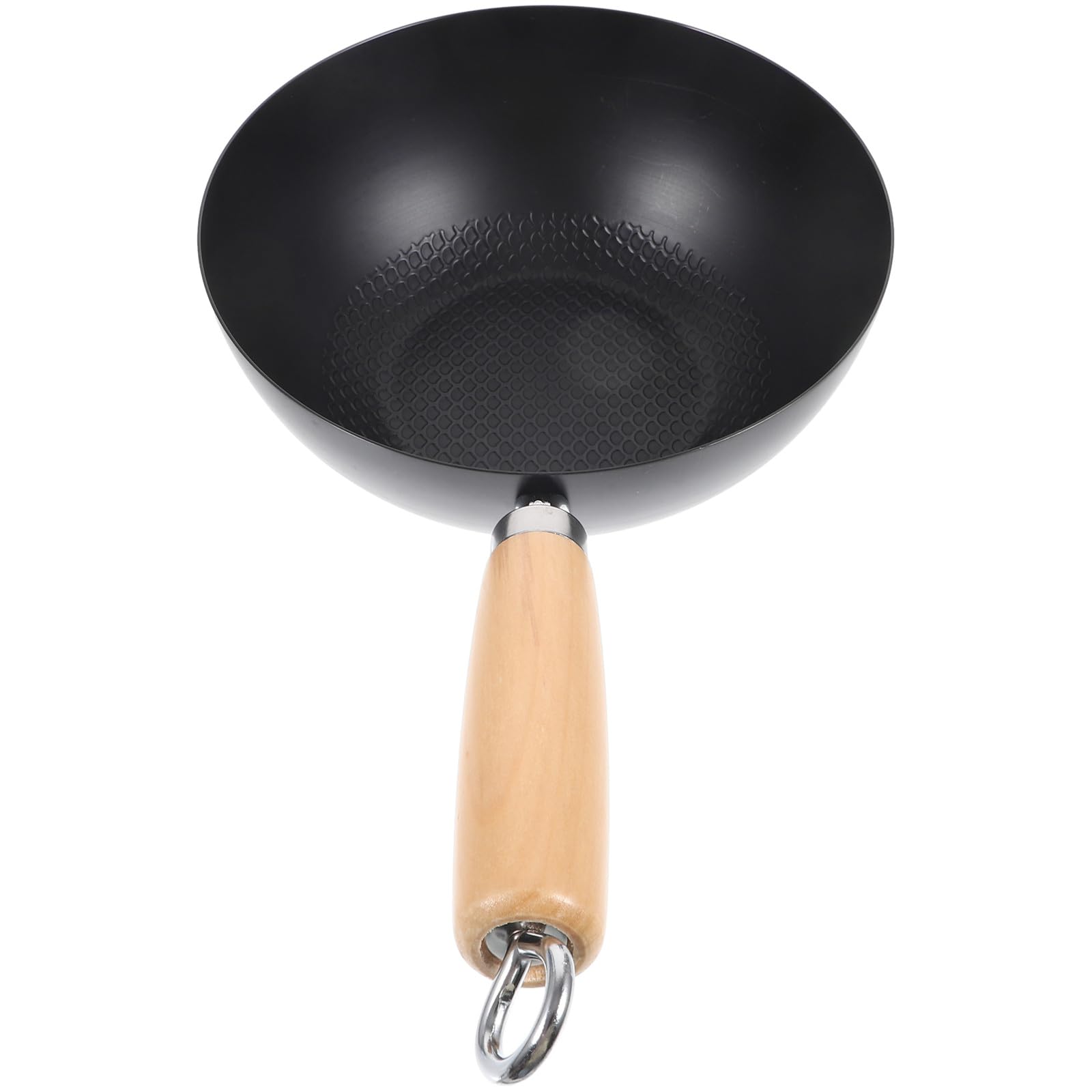 Wok in Ferro Battuto Nero Piccolo per Cucina Domestica, Superficie Liscia e Facile da Pulire, per Uso in Ristoranti e Hotel, Design Semplice e Lineare