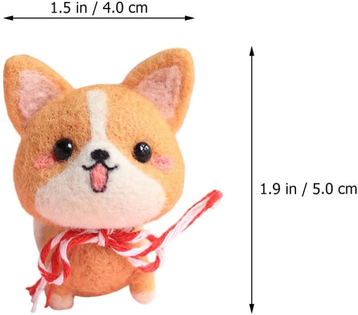 Ciieeo Corgi Needle Felting Kits Wool Roving with Felting Needles Foam Pad Keyrings DIY Stitch Punch Set for Beginners Lovers (Red)