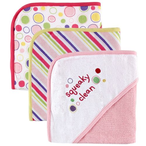 Luvable Friends 3-Pack Embroidered Sayings Hooded Towels - Pink #TOP7