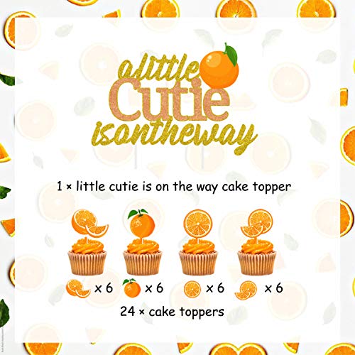 Little Cutie Baby Shower Decorations Little Cutie Is On The Way Cake Topper Tangerine Orange Baby Shower Cupcake Toppers For Clementine Party Supplies #TOP2